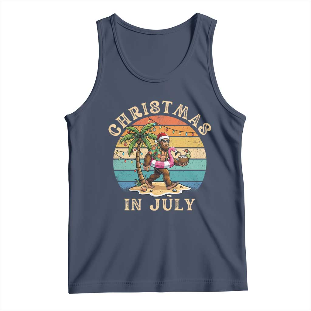 Funny Bigfoot Christmas In July Beach Vacation Tank Top
