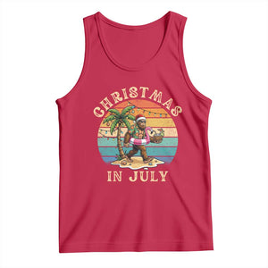 Funny Bigfoot Christmas In July Beach Vacation Tank Top