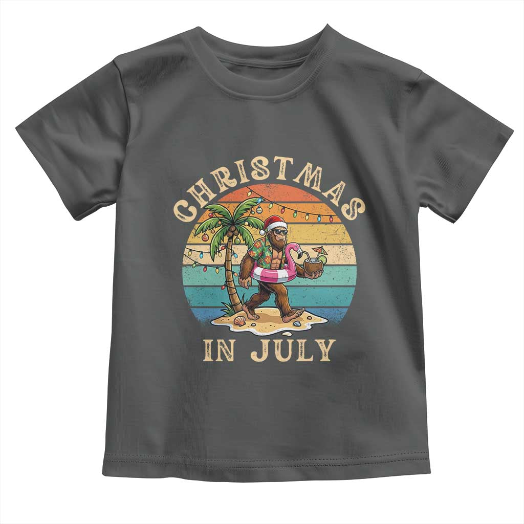 Funny Bigfoot Christmas In July Beach Vacation Toddler T Shirt