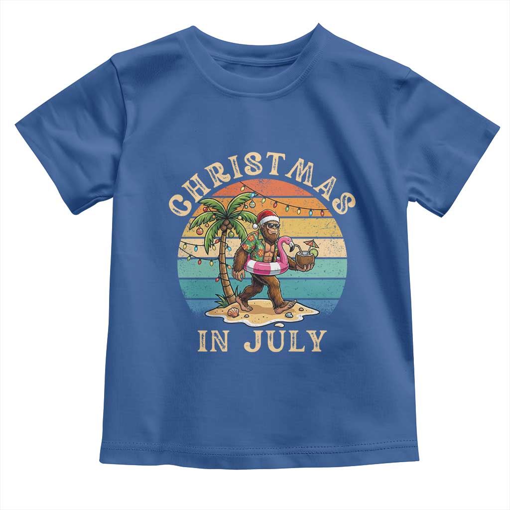 Funny Bigfoot Christmas In July Beach Vacation Toddler T Shirt