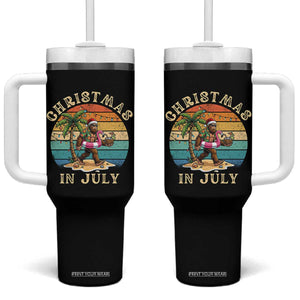 Funny Bigfoot Christmas In July Beach Vacation Tumbler With Handle