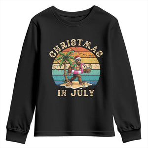Funny Bigfoot Christmas In July Beach Vacation Youth Sweatshirt