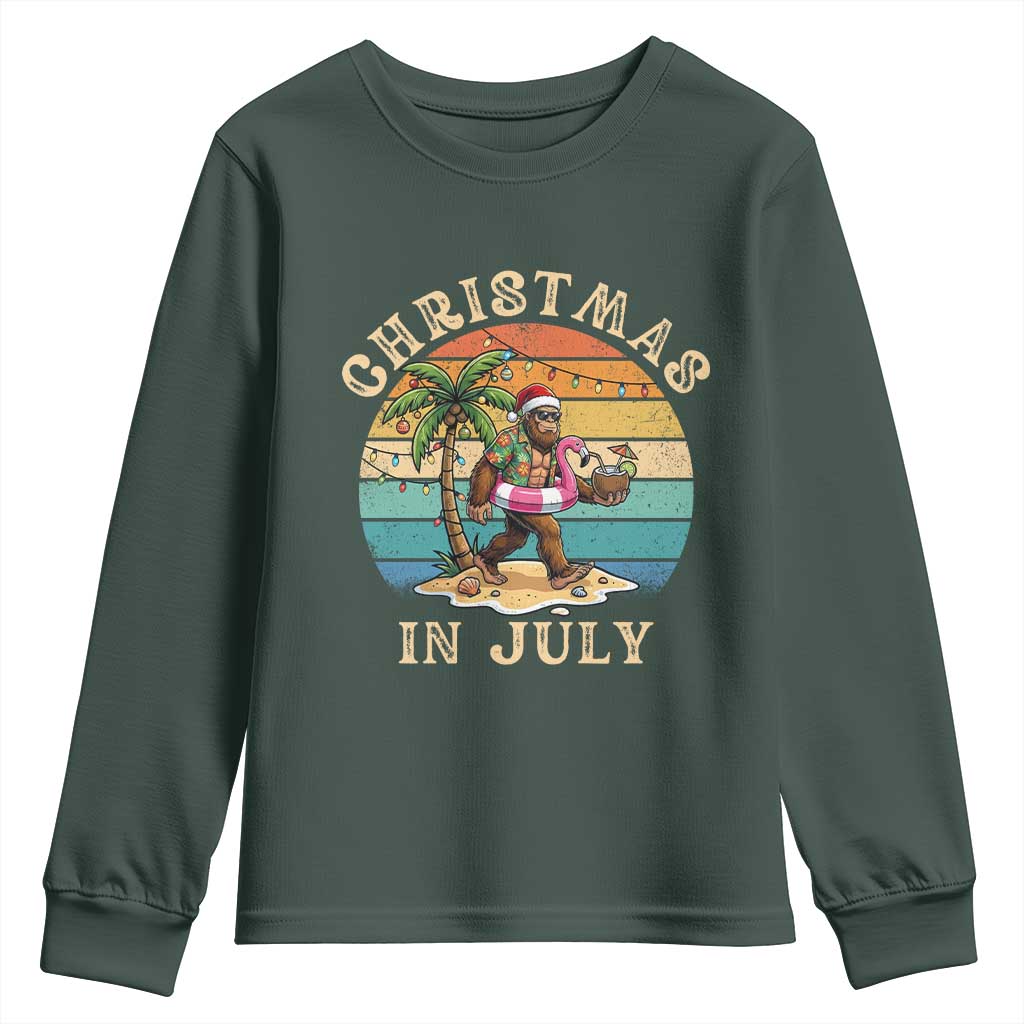 Funny Bigfoot Christmas In July Beach Vacation Youth Sweatshirt
