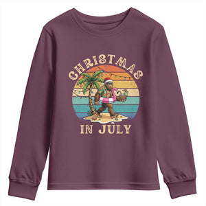 Funny Bigfoot Christmas In July Beach Vacation Youth Sweatshirt