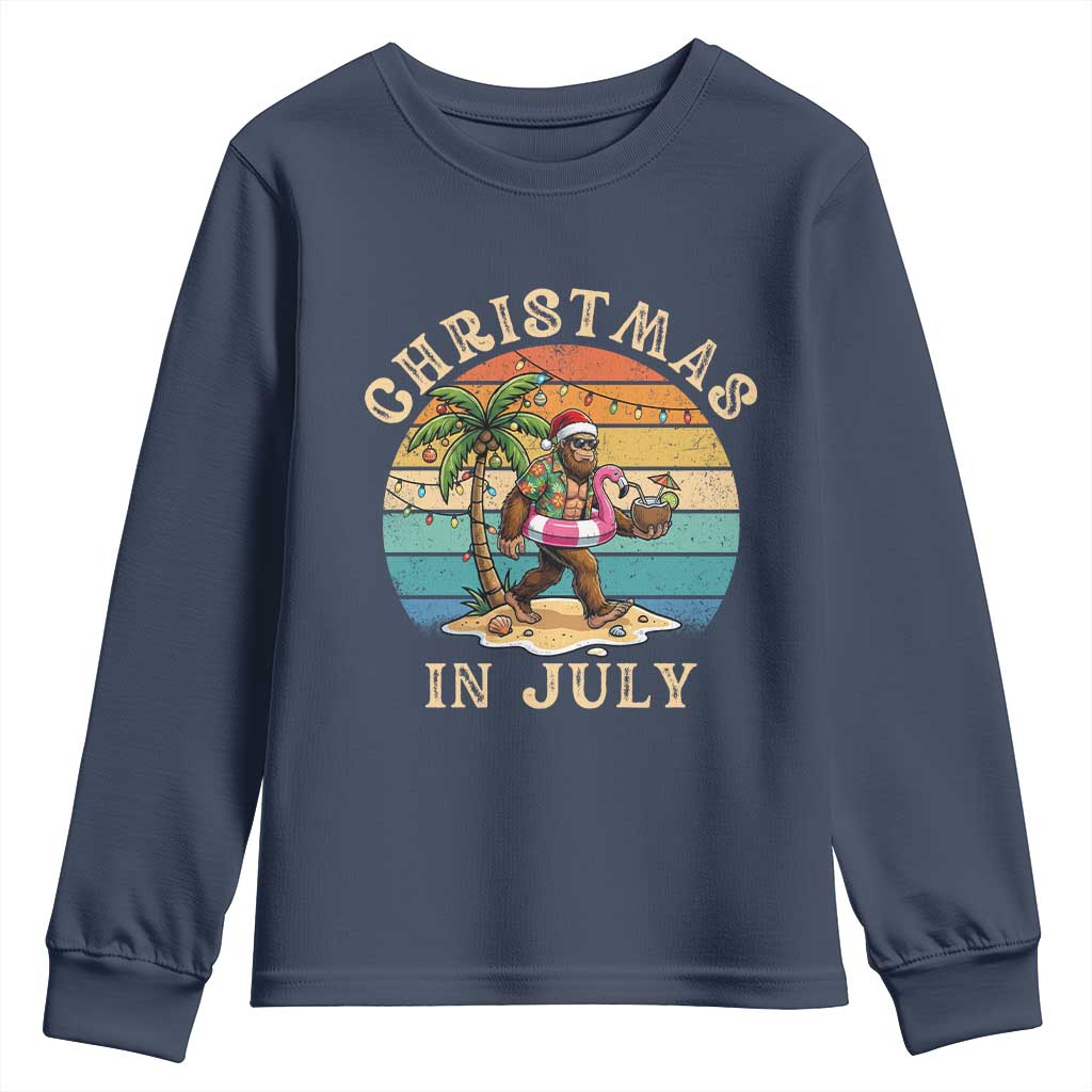 Funny Bigfoot Christmas In July Beach Vacation Youth Sweatshirt