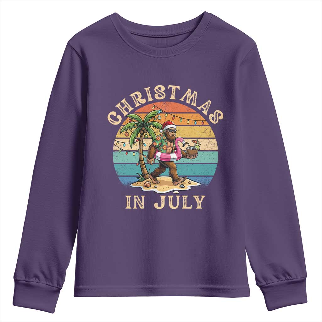 Funny Bigfoot Christmas In July Beach Vacation Youth Sweatshirt