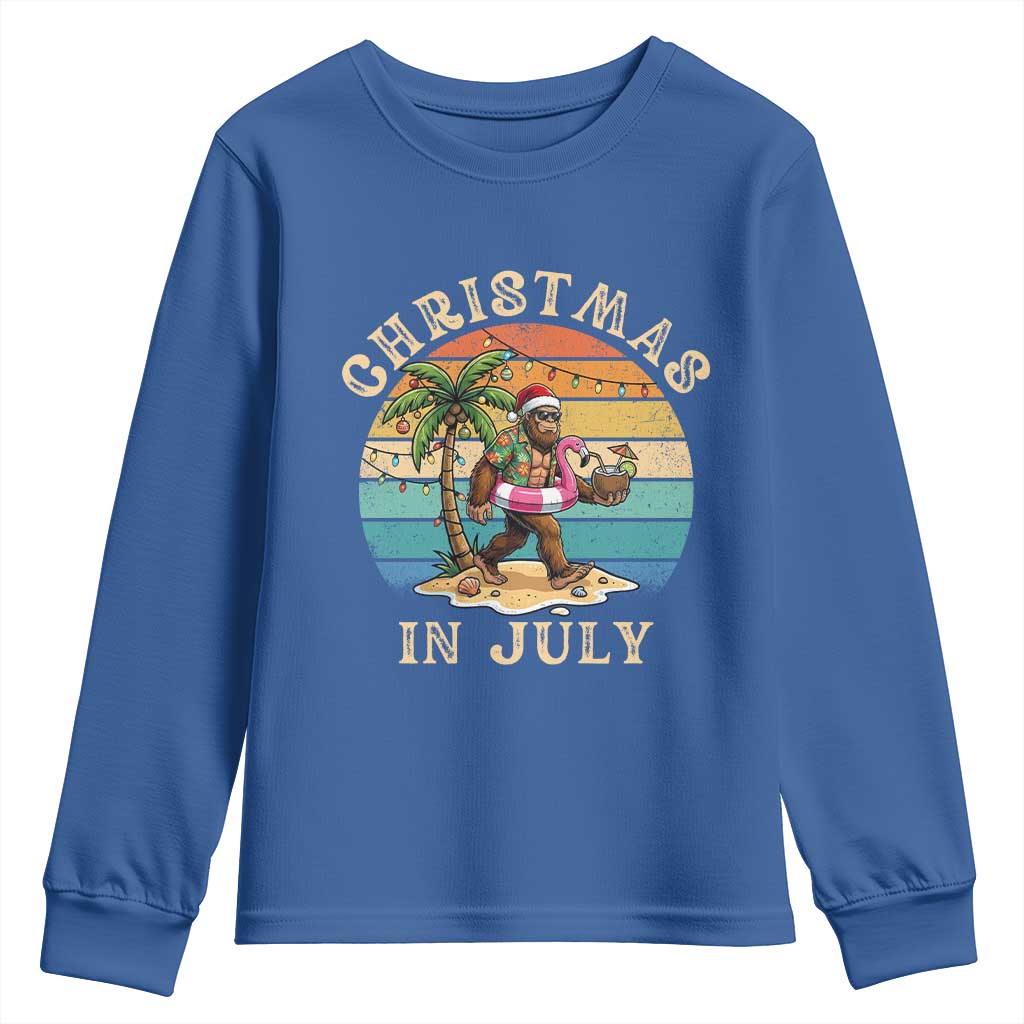 Funny Bigfoot Christmas In July Beach Vacation Youth Sweatshirt
