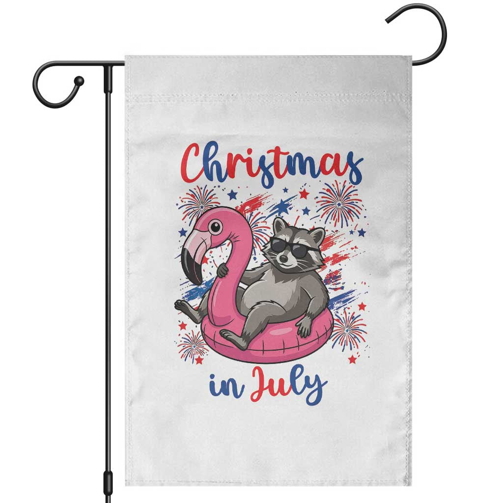 Funny Raccoon Christmas In July 4th of July Garden Flag TS14 White Print Your Wear