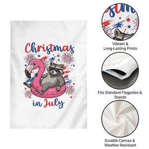 Funny Raccoon Christmas In July 4th of July Garden Flag