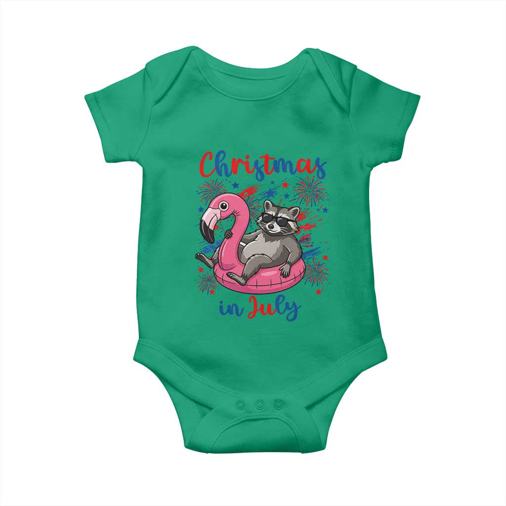 Funny Raccoon Christmas In July 4th of July Baby Onesie TS14 Irish Green Print Your Wear