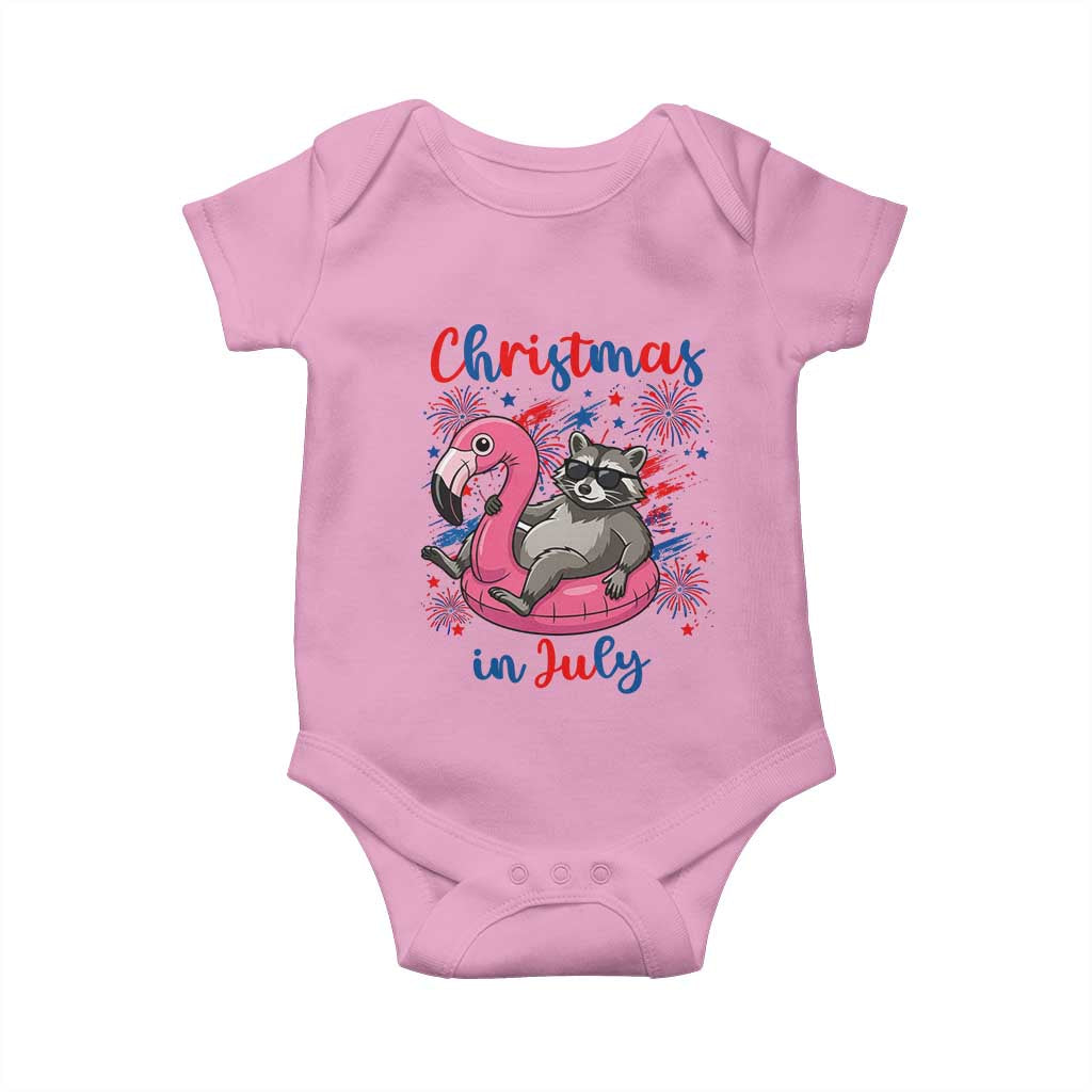 Funny Raccoon Christmas In July 4th of July Baby Onesie TS14 Light Pink Print Your Wear
