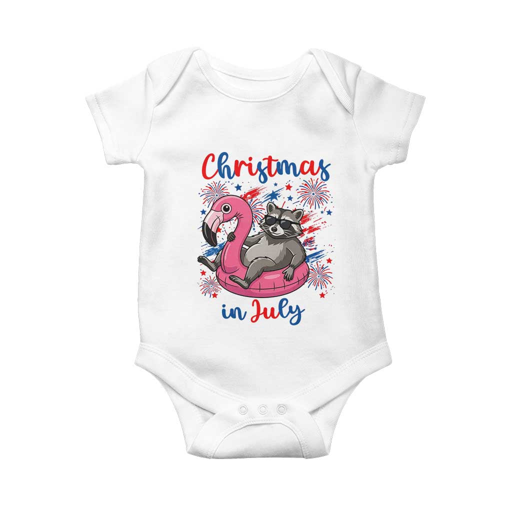 Funny Raccoon Christmas In July 4th of July Baby Onesie TS14 White Print Your Wear