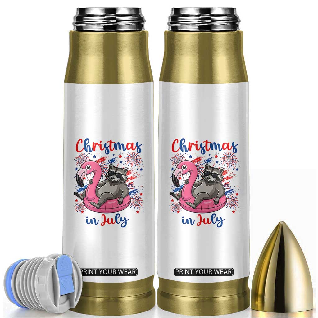 Funny Raccoon Christmas In July 4th of July Bullet Tumbler TS14 White Print Your Wear