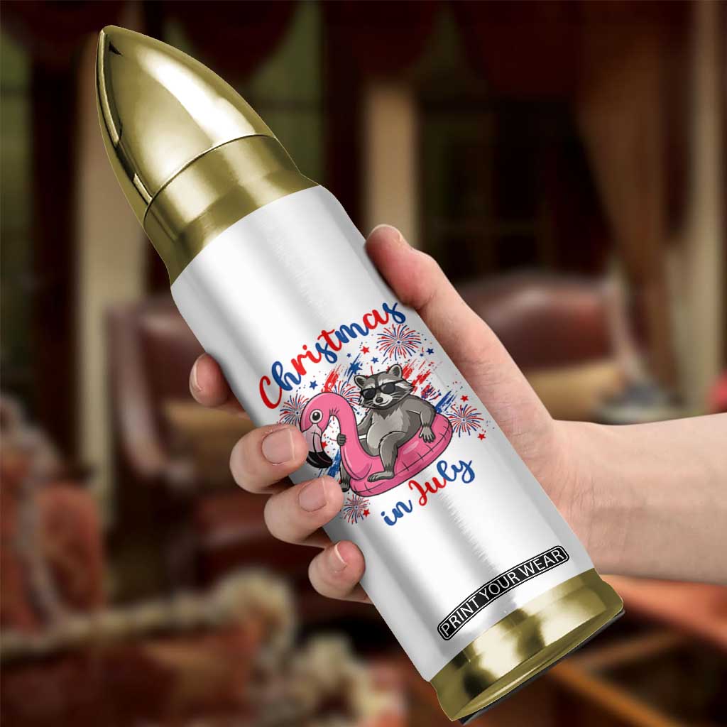 Funny Raccoon Christmas In July 4th of July Bullet Tumbler