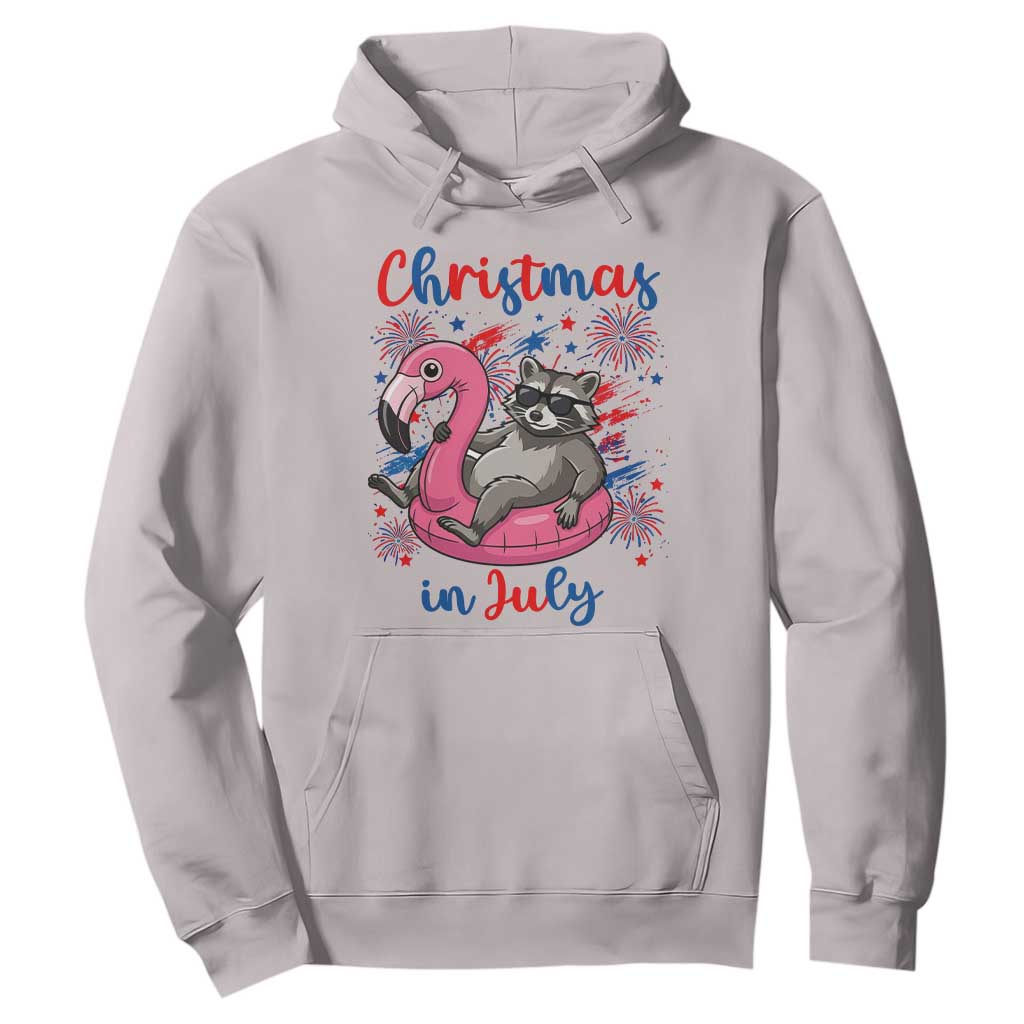 Funny Raccoon Christmas In July 4th of July Hoodie