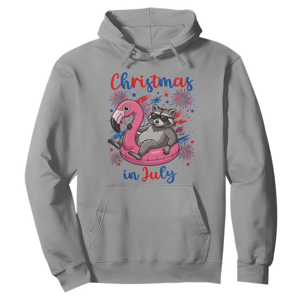 Funny Raccoon Christmas In July 4th of July Hoodie