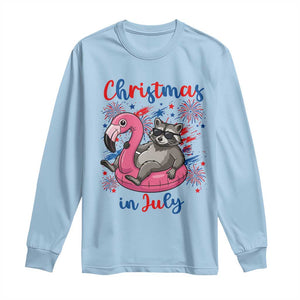 Funny Raccoon Christmas In July 4th of July Long Sleeve Shirt