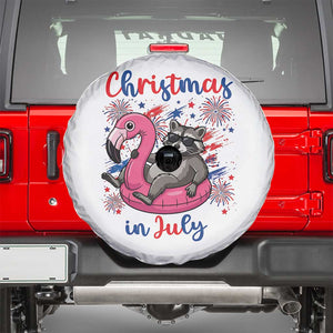 Funny Raccoon Christmas In July 4th of July Spare Tire Cover TS14 White Print Your Wear