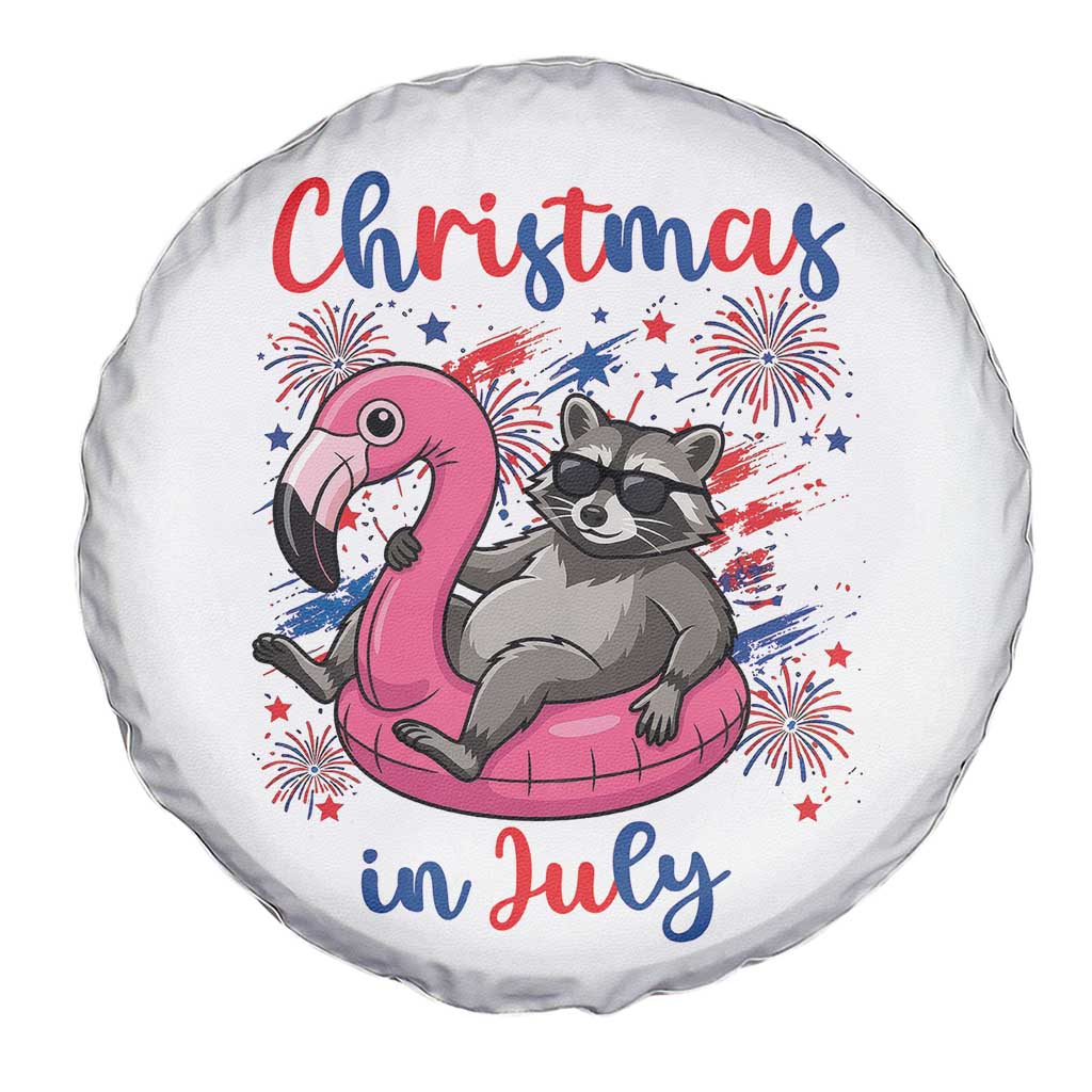 Funny Raccoon Christmas In July 4th of July Spare Tire Cover TS14 Print Your Wear