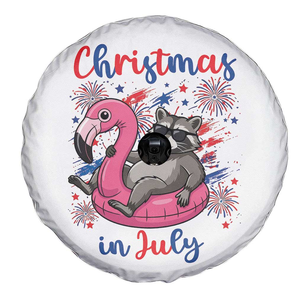 Funny Raccoon Christmas In July 4th of July Spare Tire Cover TS14 Print Your Wear
