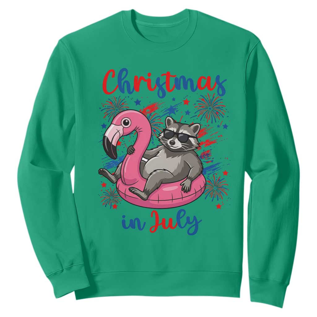Funny Raccoon Christmas In July 4th of July Sweatshirt TS14 Irish Green Print Your Wear