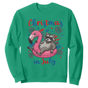 Funny Raccoon Christmas In July 4th of July Sweatshirt TS14 Irish Green Print Your Wear