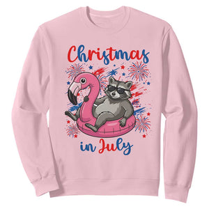 Funny Raccoon Christmas In July 4th of July Sweatshirt TS14 Light Pink Print Your Wear