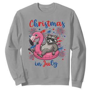 Funny Raccoon Christmas In July 4th of July Sweatshirt TS14 Sport Gray Print Your Wear