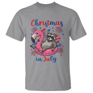 Funny Raccoon Christmas In July 4th of July T Shirt