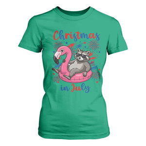 Funny Raccoon Christmas In July 4th of July T Shirt For Women