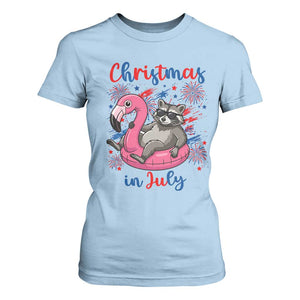Funny Raccoon Christmas In July 4th of July T Shirt For Women