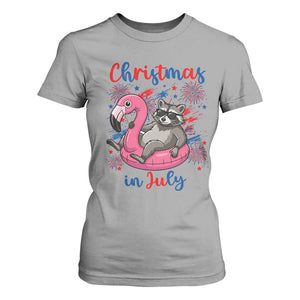 Funny Raccoon Christmas In July 4th of July T Shirt For Women