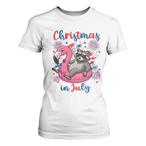 Funny Raccoon Christmas In July 4th of July T Shirt For Women