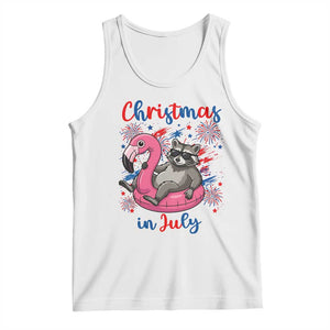 Funny Raccoon Christmas In July 4th of July Tank Top