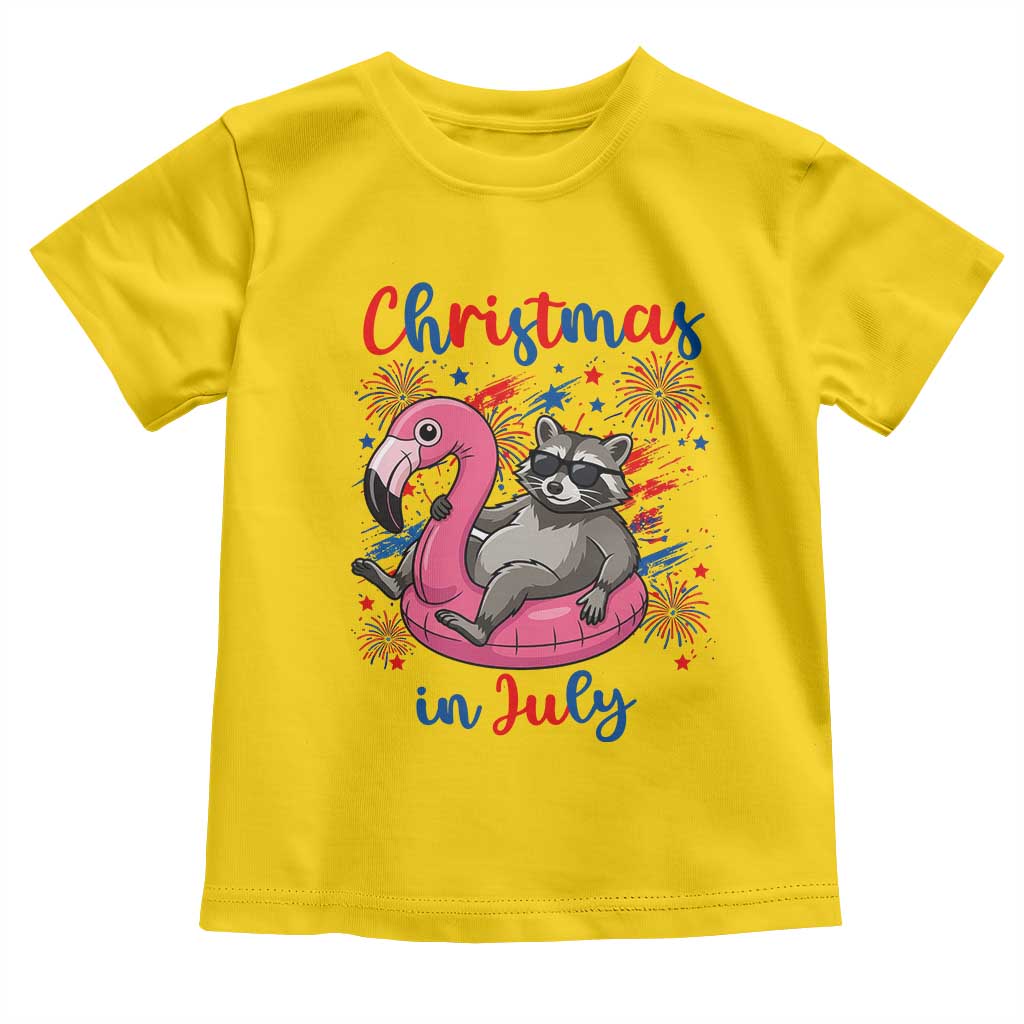 Funny Raccoon Christmas In July 4th of July Toddler T Shirt