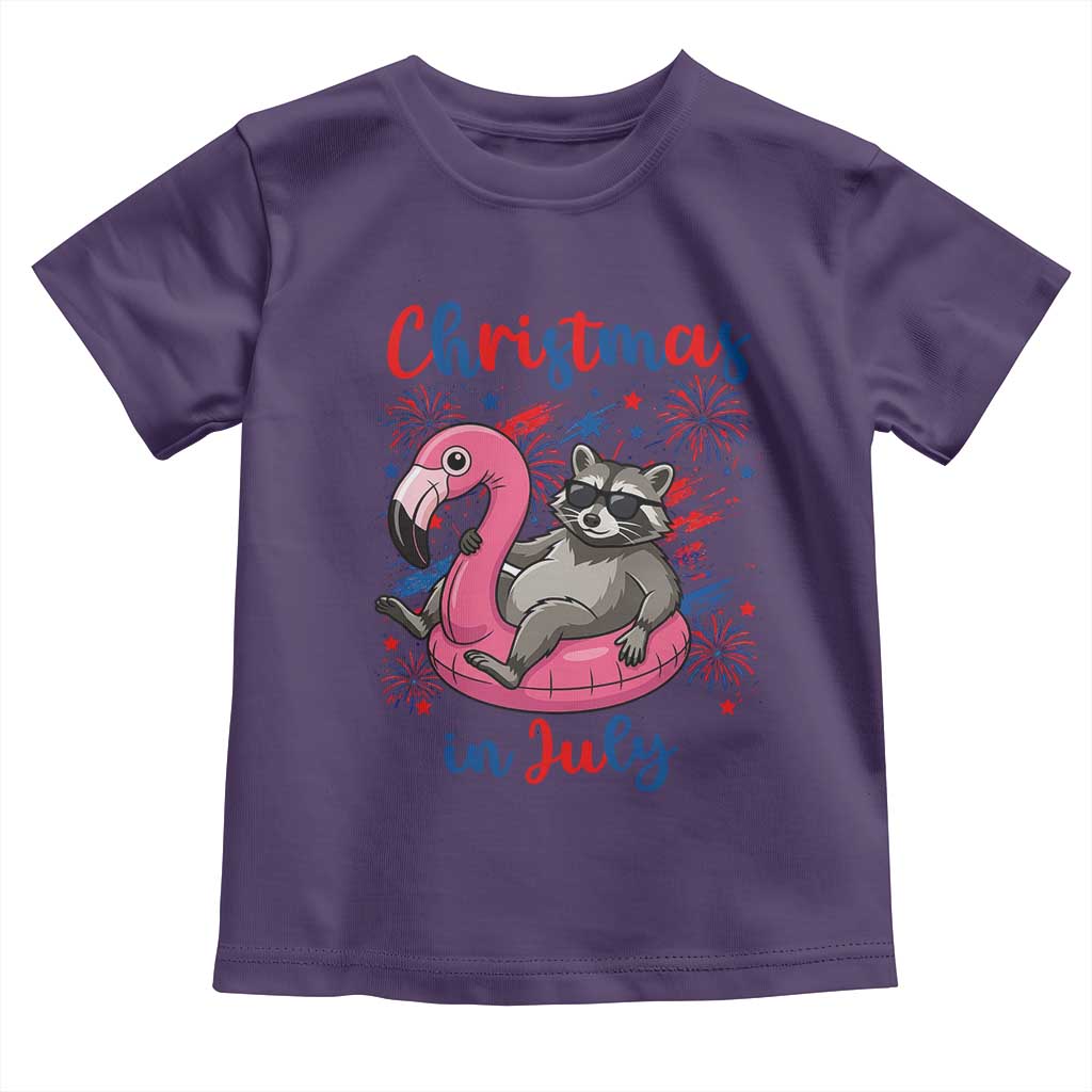 Funny Raccoon Christmas In July 4th of July Toddler T Shirt