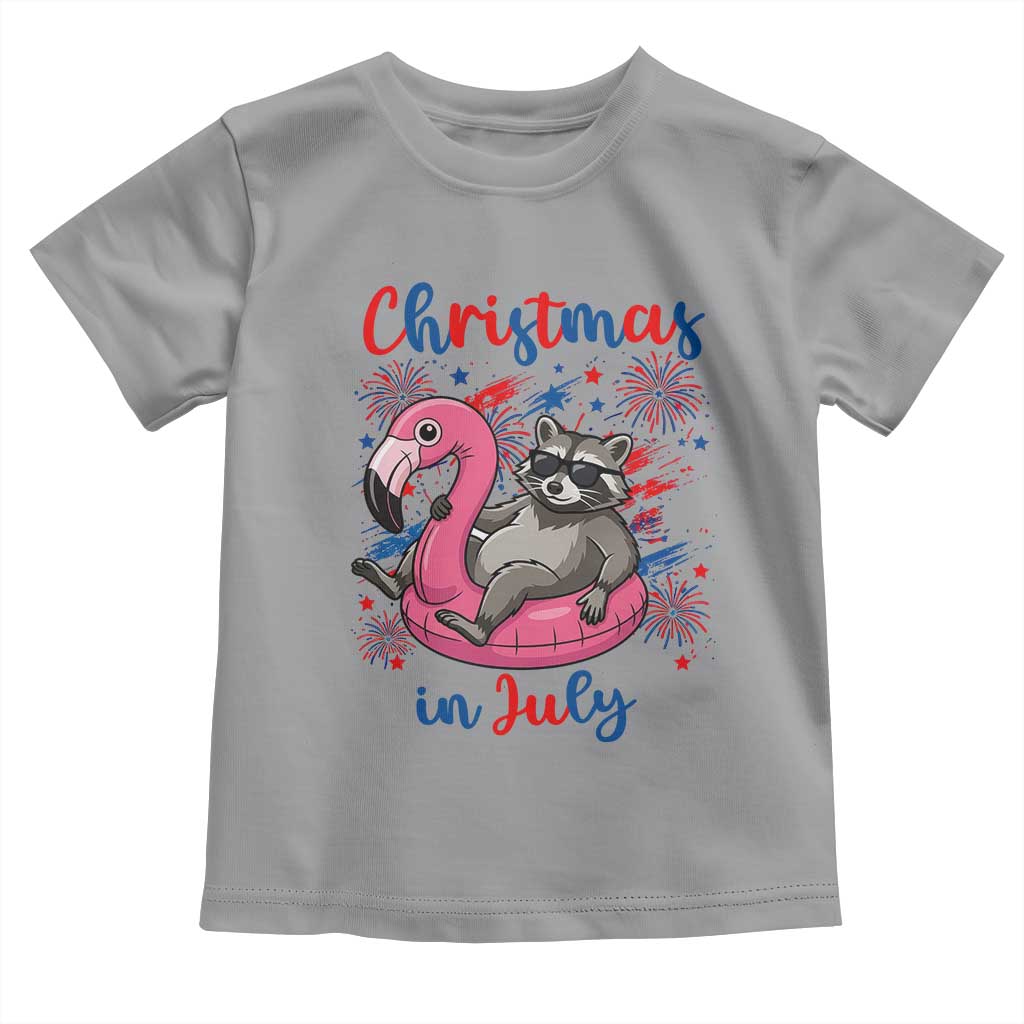 Funny Raccoon Christmas In July 4th of July Toddler T Shirt