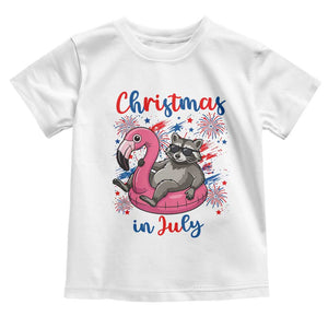 Funny Raccoon Christmas In July 4th of July Toddler T Shirt