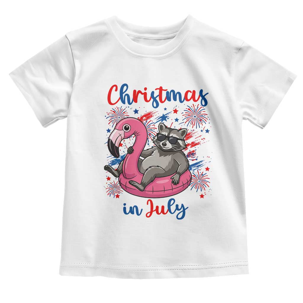 Funny Raccoon Christmas In July 4th of July Toddler T Shirt TS14 White Print Your Wear