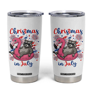 Funny Raccoon Christmas In July 4th of July Tumbler Cup