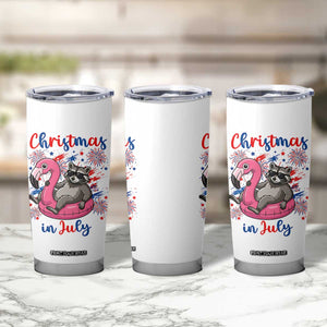 Funny Raccoon Christmas In July 4th of July Tumbler Cup
