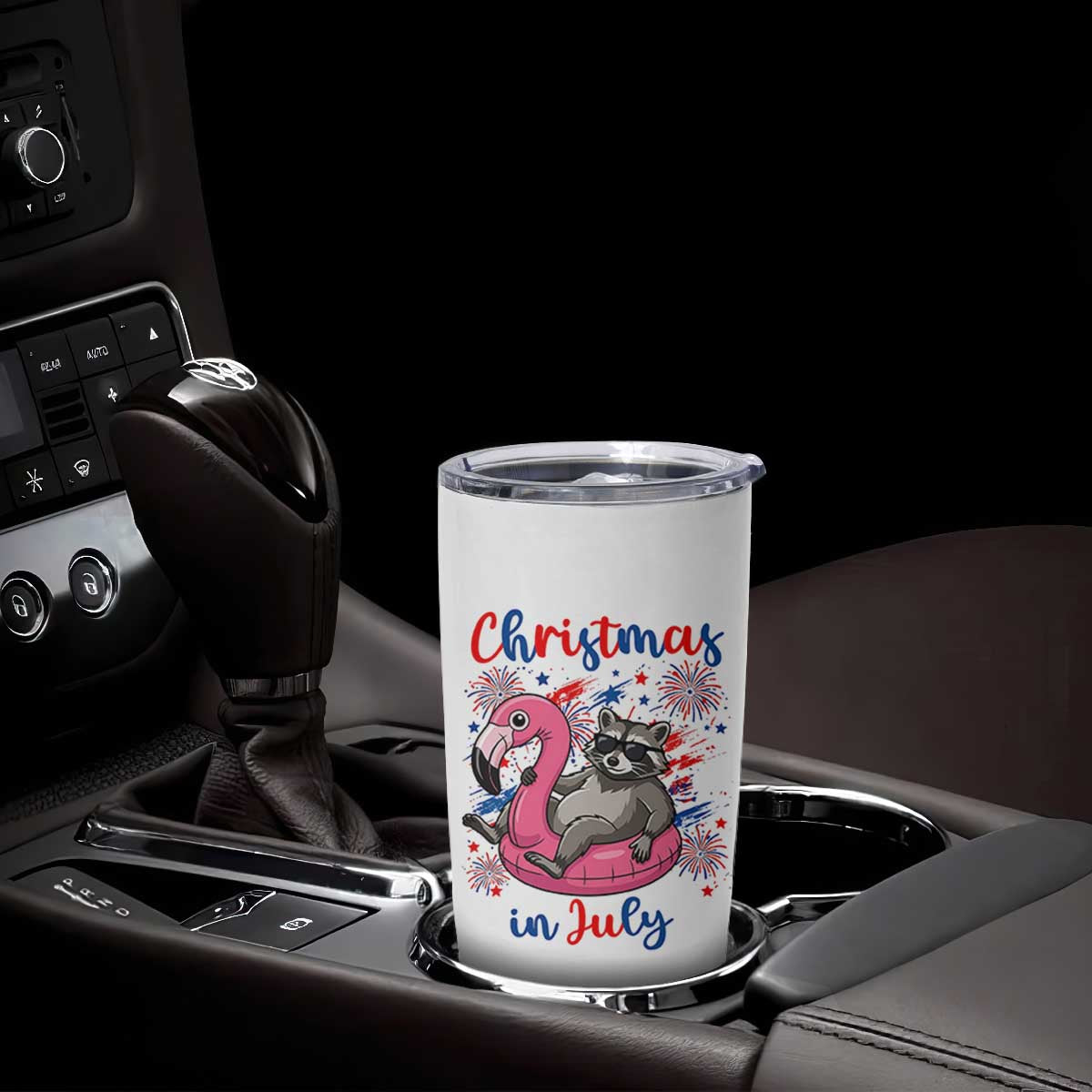 Funny Raccoon Christmas In July 4th of July Tumbler Cup