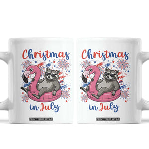 Funny Raccoon Christmas In July 4th of July Coffee Mug