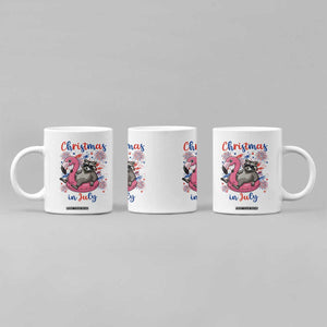 Funny Raccoon Christmas In July 4th of July Coffee Mug