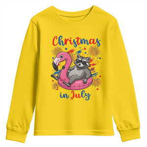 Funny Raccoon Christmas In July 4th of July Youth Sweatshirt