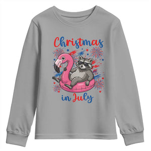 Funny Raccoon Christmas In July 4th of July Youth Sweatshirt