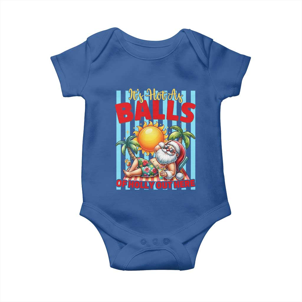Hawaiian Christmas In July Baby Onesie It's Hot as Balls of Holly Out Here