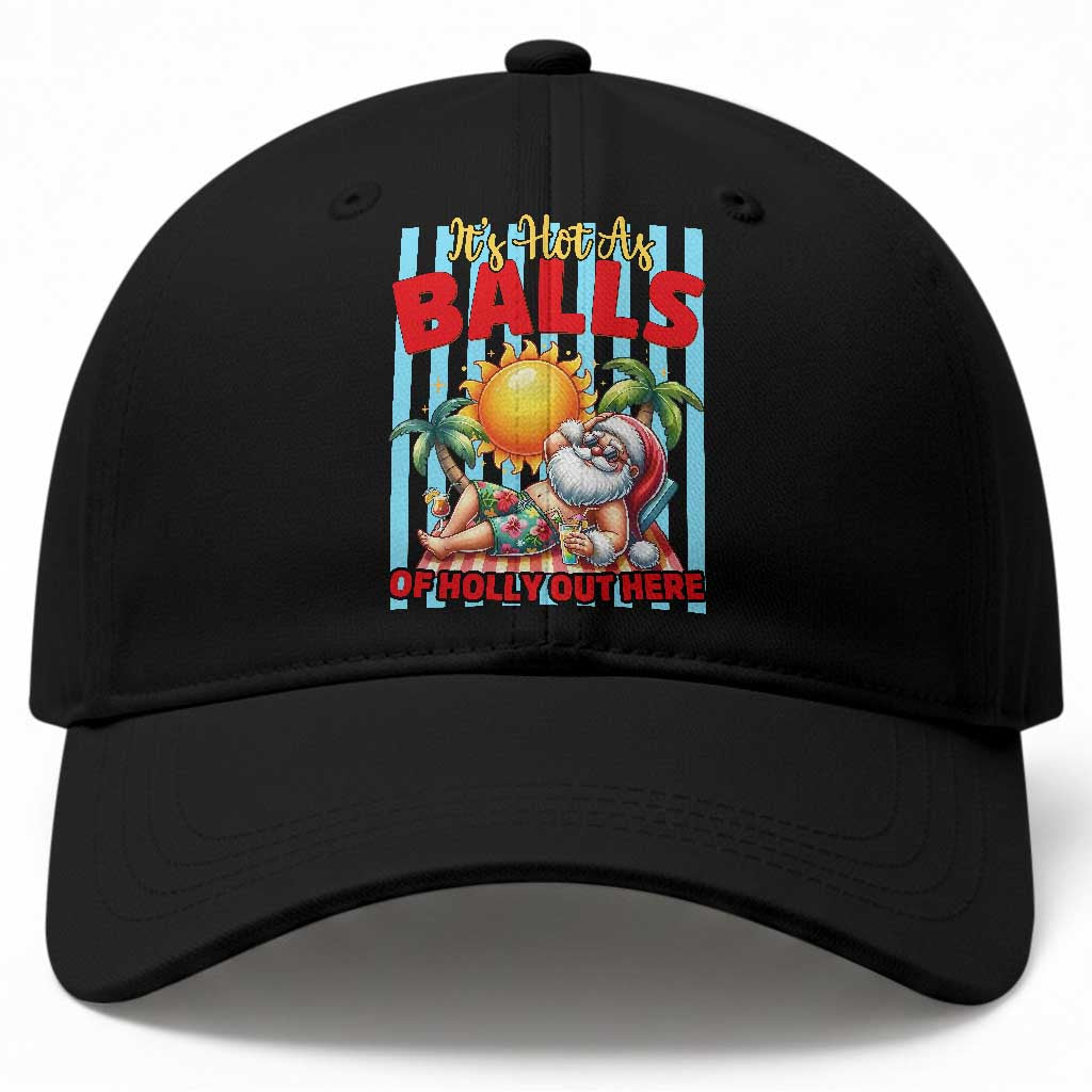 Hawaiian Christmas In July Baseball Cap It's Hot as Balls of Holly Out Here