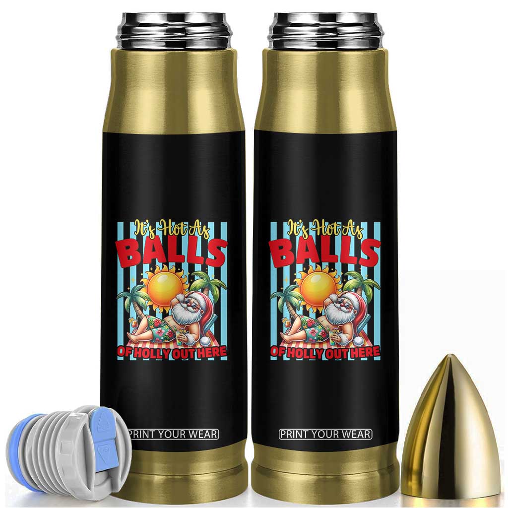 Hawaiian Christmas In July Bullet Tumbler It's Hot as Balls of Holly Out Here TS14 Black Print Your Wear