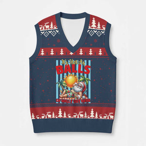 Hawaiian Christmas In July V-Neck Knit Sweater Vest It's Hot as Balls of Holly Out Here TS14 Navy Red Print Your Wear